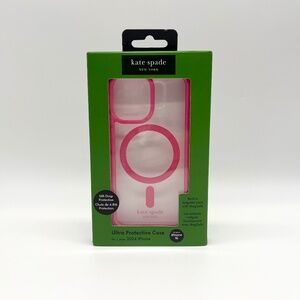 Kate Spade New York iPhone 16 Magsafe Pink & Clear Wavy Protective Phone Case
